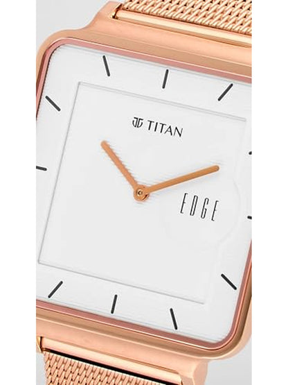 Titan Edge Round White Dial Analog Watch - NT10017WM01