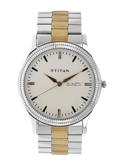 Titan Quartz Analog With White Dial Watch - NT1650BM01