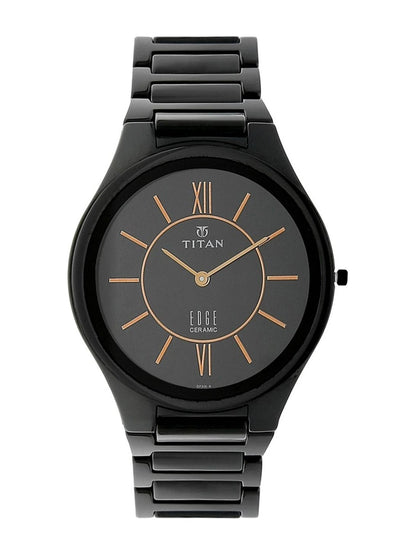 Titan Edge Ceramic Quartz Analog With Black Dial Watch - NT1696NC01