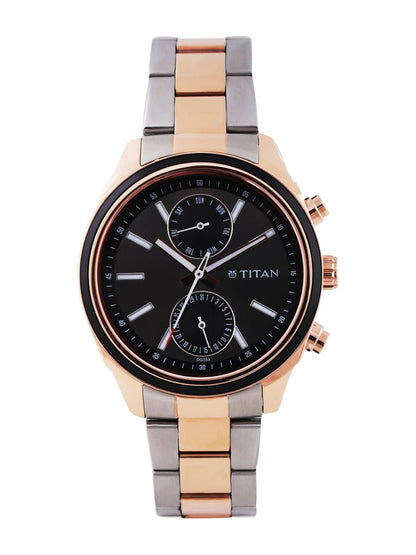 Titan Workwear Metropolitan Luxe Multifunction Analog Black Dial Watch - NT1733KM03