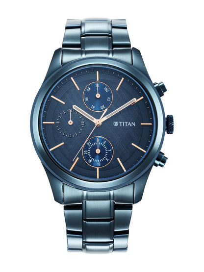 Titan Neo Splash Multifunction Analog With Blue Dial Watch - NT1805QM01