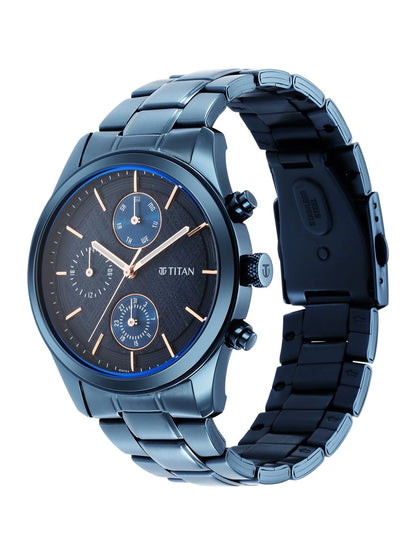 Titan Neo Splash Multifunction Analog With Blue Dial Watch - NT1805QM01