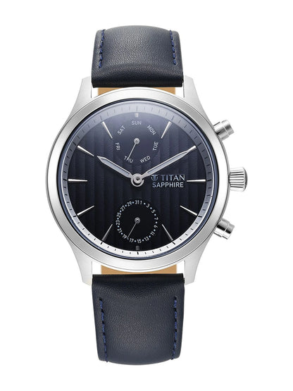Titan Sapphire Multifunction Analog With Blue Dial Watch - NT1874SL02