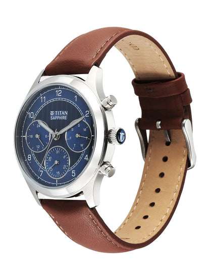 Titan Sapphire Multifunction Analog With Blue Dial Watch - NT1874SL06