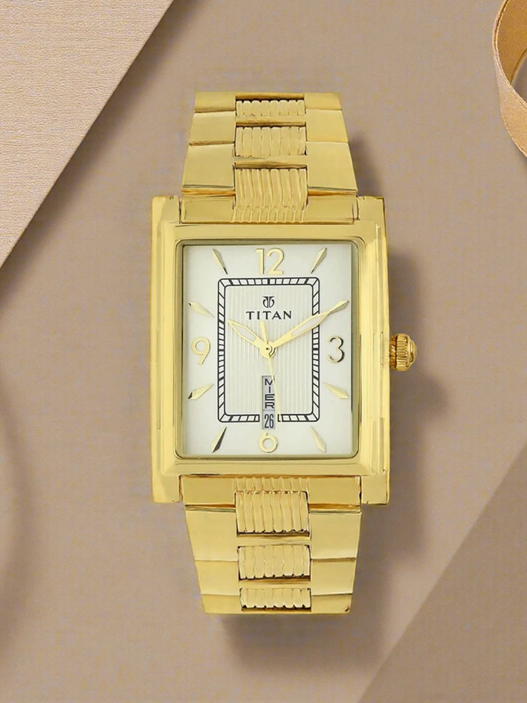 Titan Quartz Analog With Champagne Dial Watch - NT90024YM07