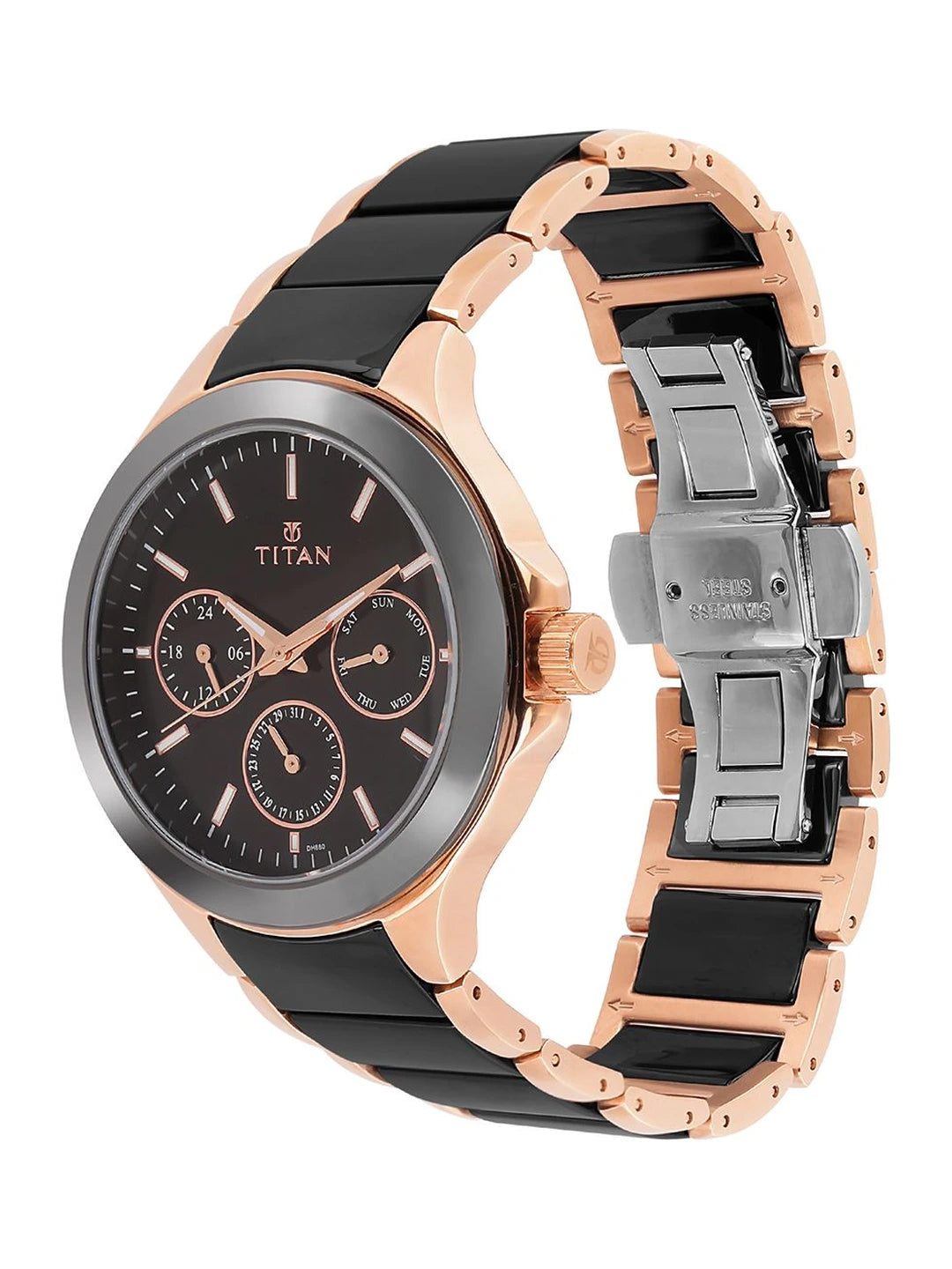 Titan Ceramics Multifunction Analog With Black Dial Watch - NT90089KD02