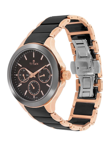 Titan Ceramics Multifunction Analog With Black Dial Watch - NT90089KD02