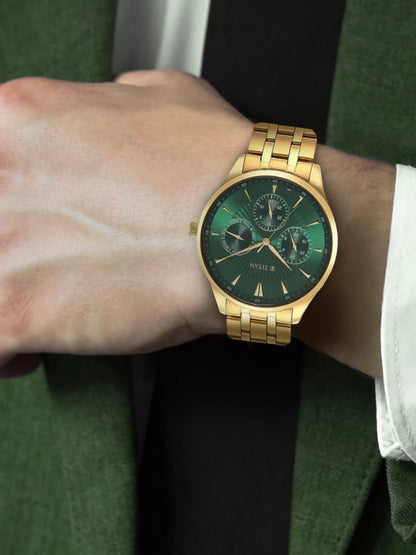 Titan Opulent Lii Multifunction Analog With Green Dial Watch - NT90127YM05
