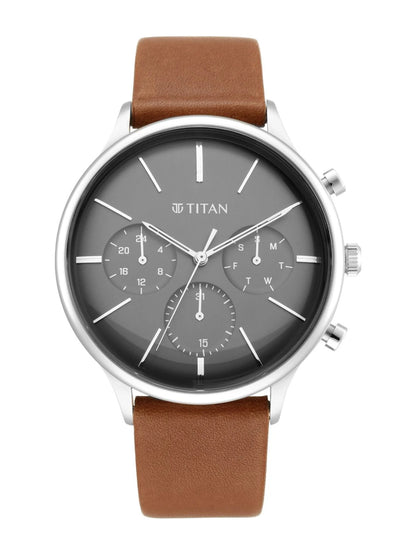 Titan Light Leathers Multifunction Analog With Anthracite Dial Watch - NT90134SL01