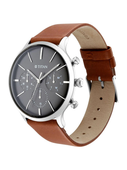 Titan Light Leathers Multifunction Analog With Anthracite Dial Watch - NT90134SL01