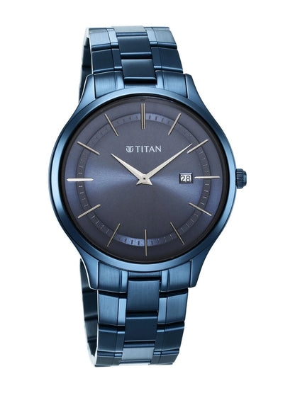Titan Classique Slimline Quartz Analog With Blue Dial Watch - NT90142QM01