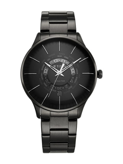 Titan Quartz Analog With Black Dial Watch - NT90145NM01