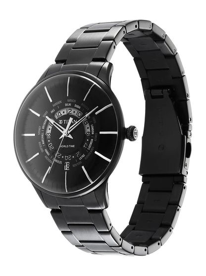Titan Quartz Analog With Black Dial Watch - NT90145NM01