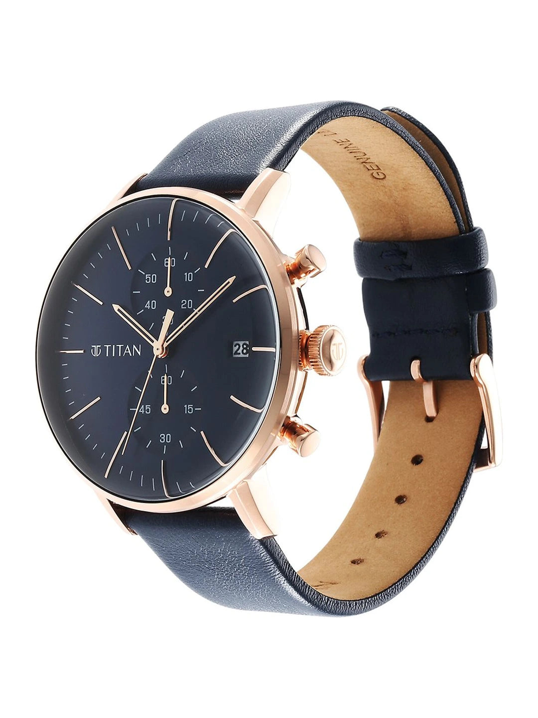 Titan Infinity Display Chronograph Analog With Blue Dial Watch - NT90146WL01