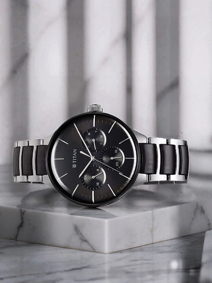Titan Ceramic Fusion Multifunction Analog With Black Dial Watch - NT90148KD01
