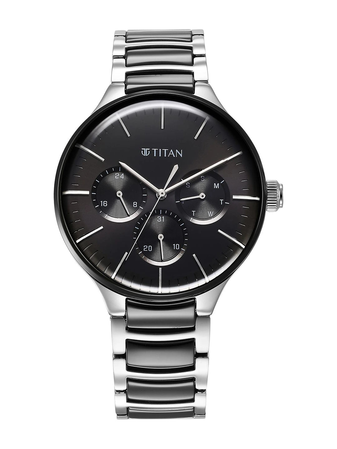 Titan Ceramic Fusion Multifunction Analog With Black Dial Watch - NT90148KD01