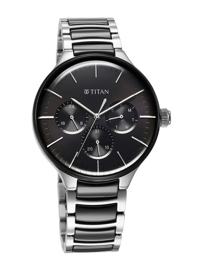 Titan Ceramic Fusion Multifunction Analog With Black Dial Watch - NT90148KD01