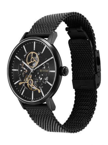 Titan Slimline Mechanical With Black Dial Watch - NT90159NM01