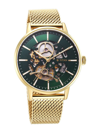 Titan Mechanical Slimline Automatic With Green Dial Watch - NT90159YM01