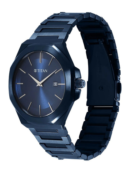 Titan Classic Slim Quartz Analog With Blue Dial Watch - NT90167QM01