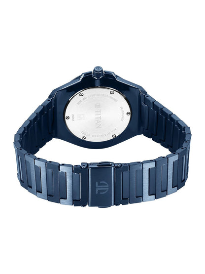 Titan Classic Slim Quartz Analog With Blue Dial Watch - NT90167QM01