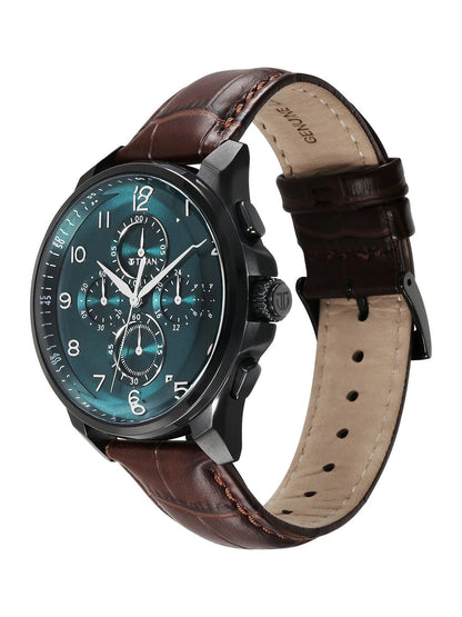 Titan Classic Chronograph Analog With Teal Green Dial Watch - NT90169NL01