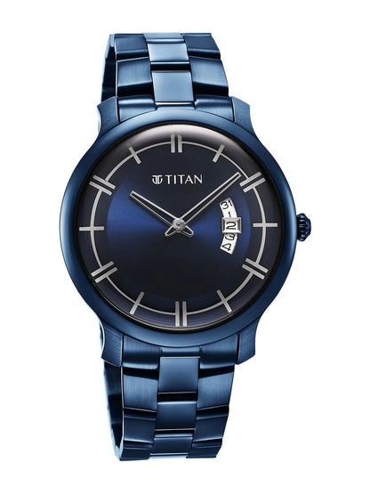Titan Classic Quartz Analog With Blue Dial Watch - NT90170QM01