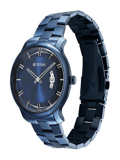 Titan Classic Quartz Analog With Blue Dial Watch - NT90170QM01