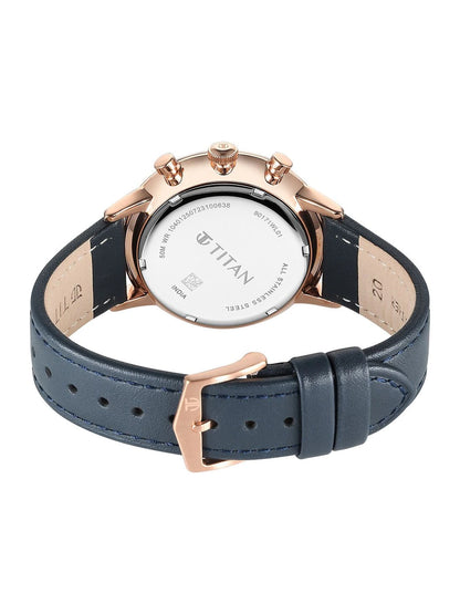 Titan Light Leathers Multifunction Analog With Blue Dial Watch - NT90171WL01