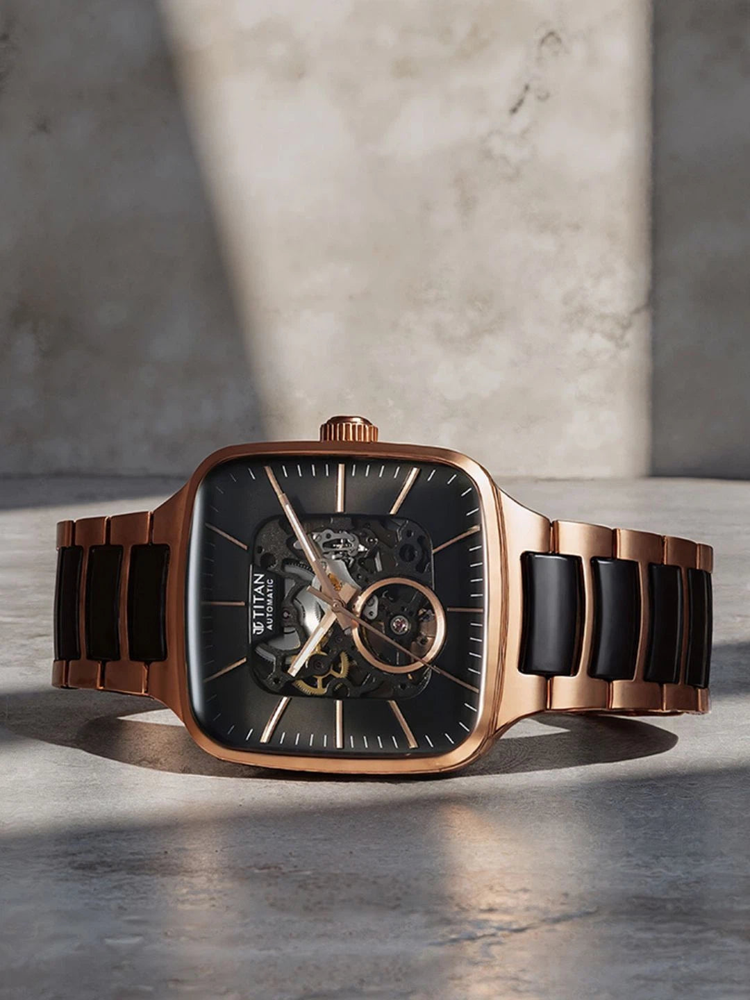 Titan Ceramic Fusion Automatic With Black Dial Watch - NT90175KD03