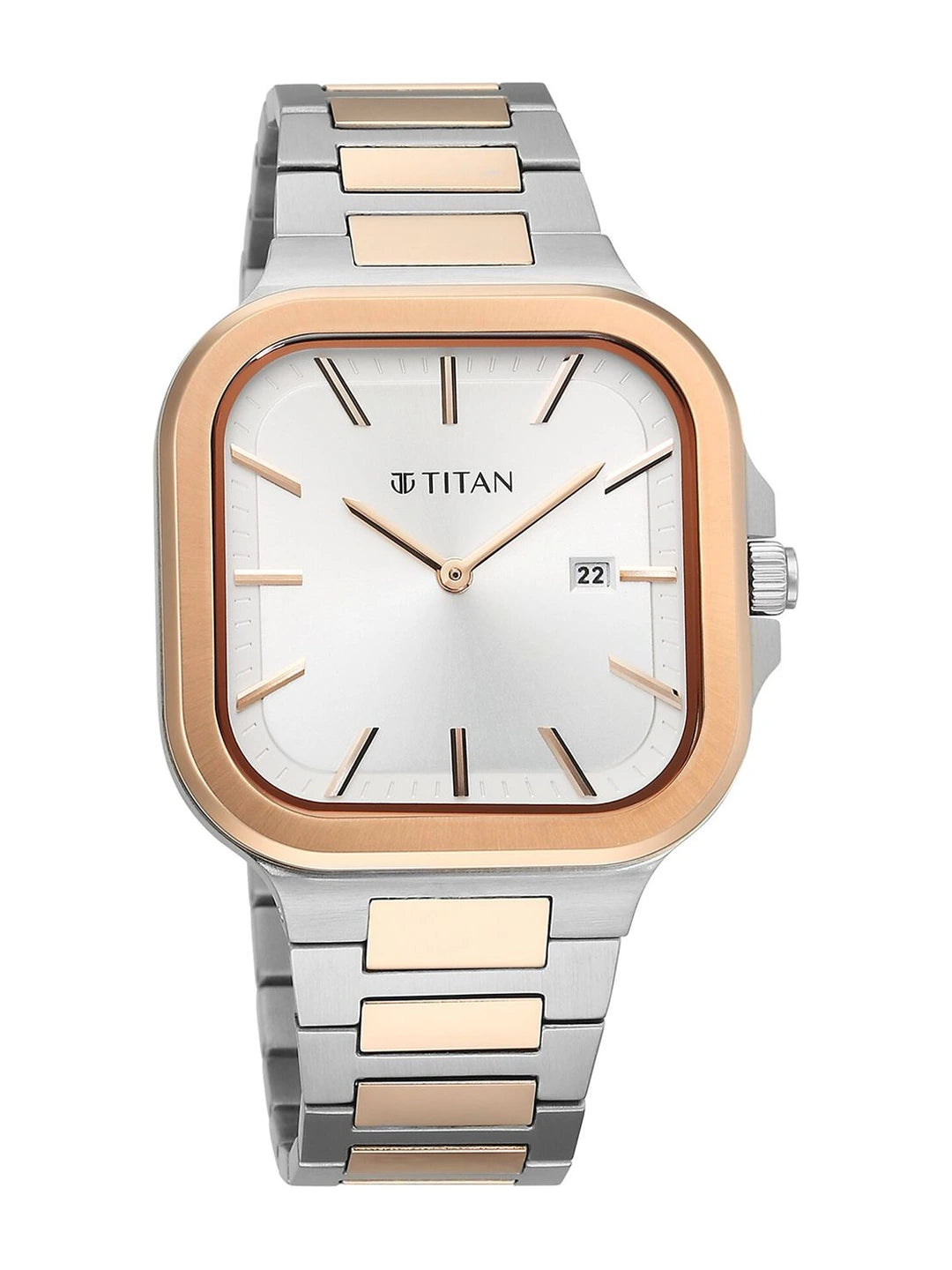 Titan Classique Slim Square Quartz Analog With Silver Dial Watch - NT90176KM01