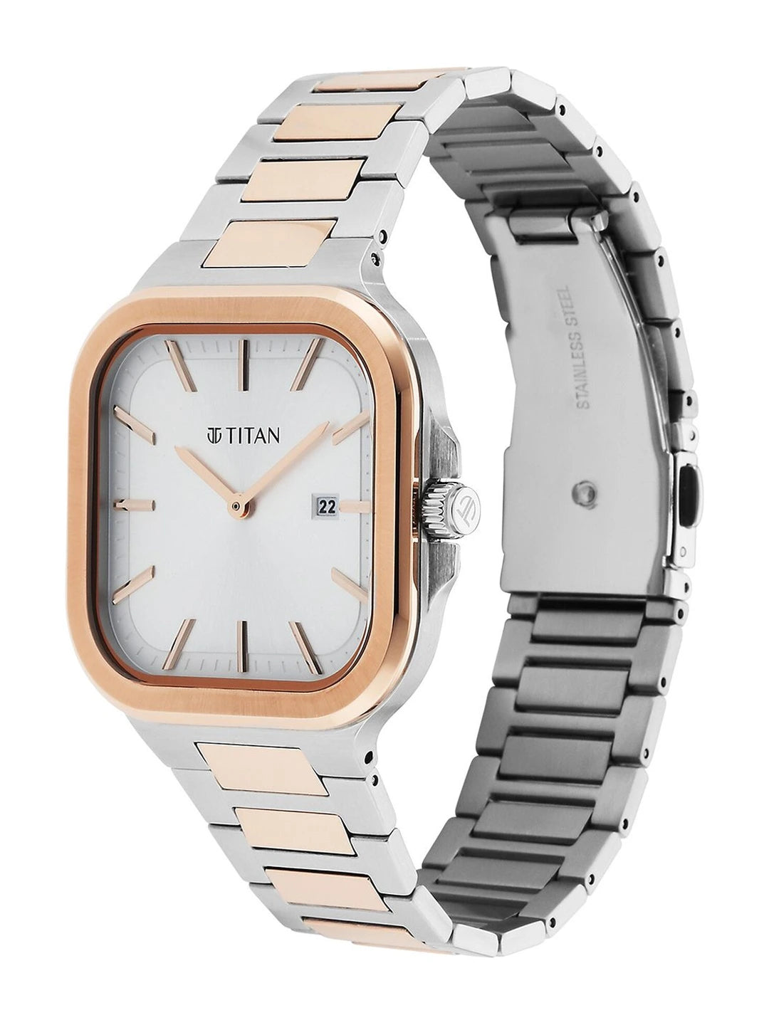 Titan Classique Slim Square Quartz Analog With Silver Dial Watch - NT90176KM01