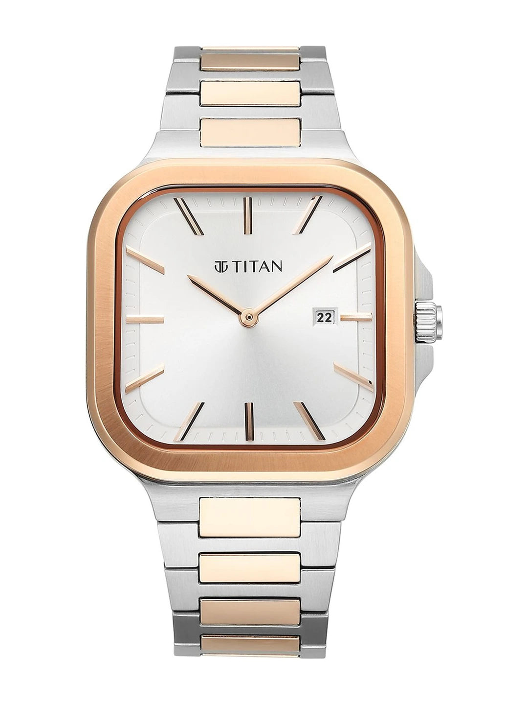 Titan Classique Slim Square Quartz Analog With Silver Dial Watch - NT90176KM01