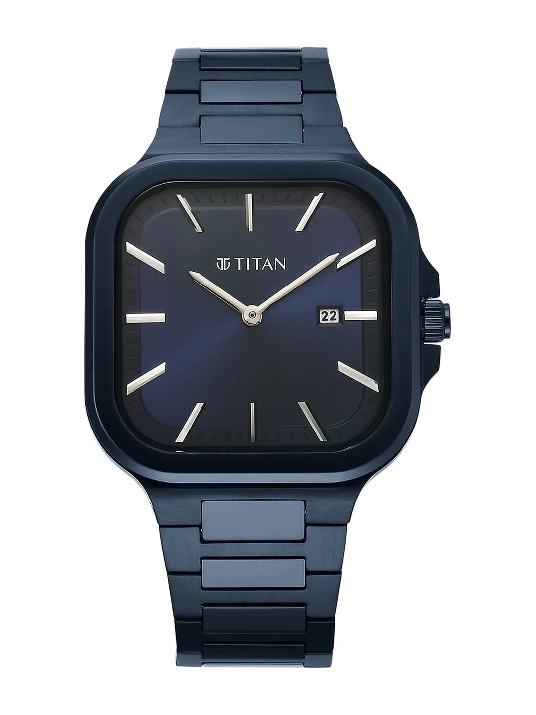 Titan Classique Slim Square Quartz Analog With Blue Dial Watch - NT90176QM01