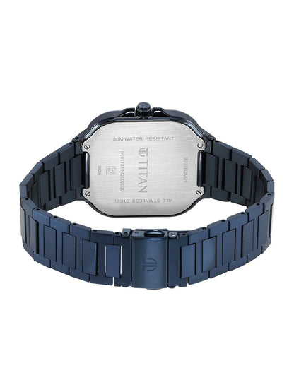 Titan Classique Slim Square Quartz Analog With Blue Dial Watch - NT90176QM01