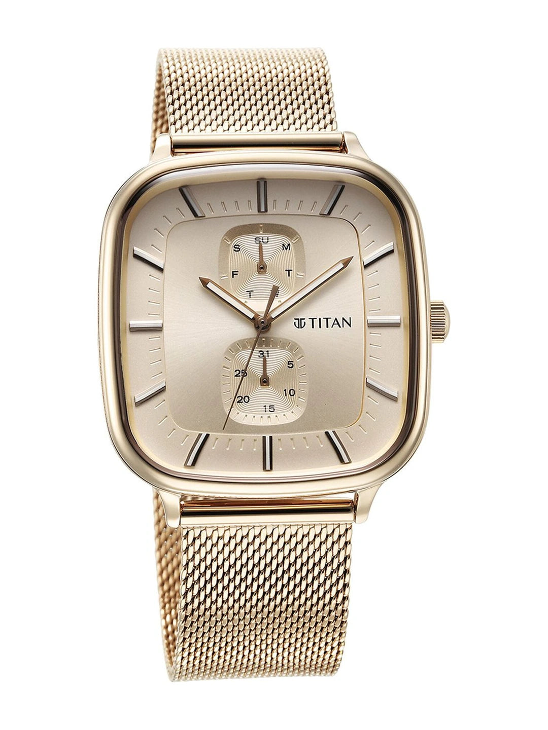 Titan Avant Garde Multifunction Analog With Champagne Dial Watch - NT90178WM01