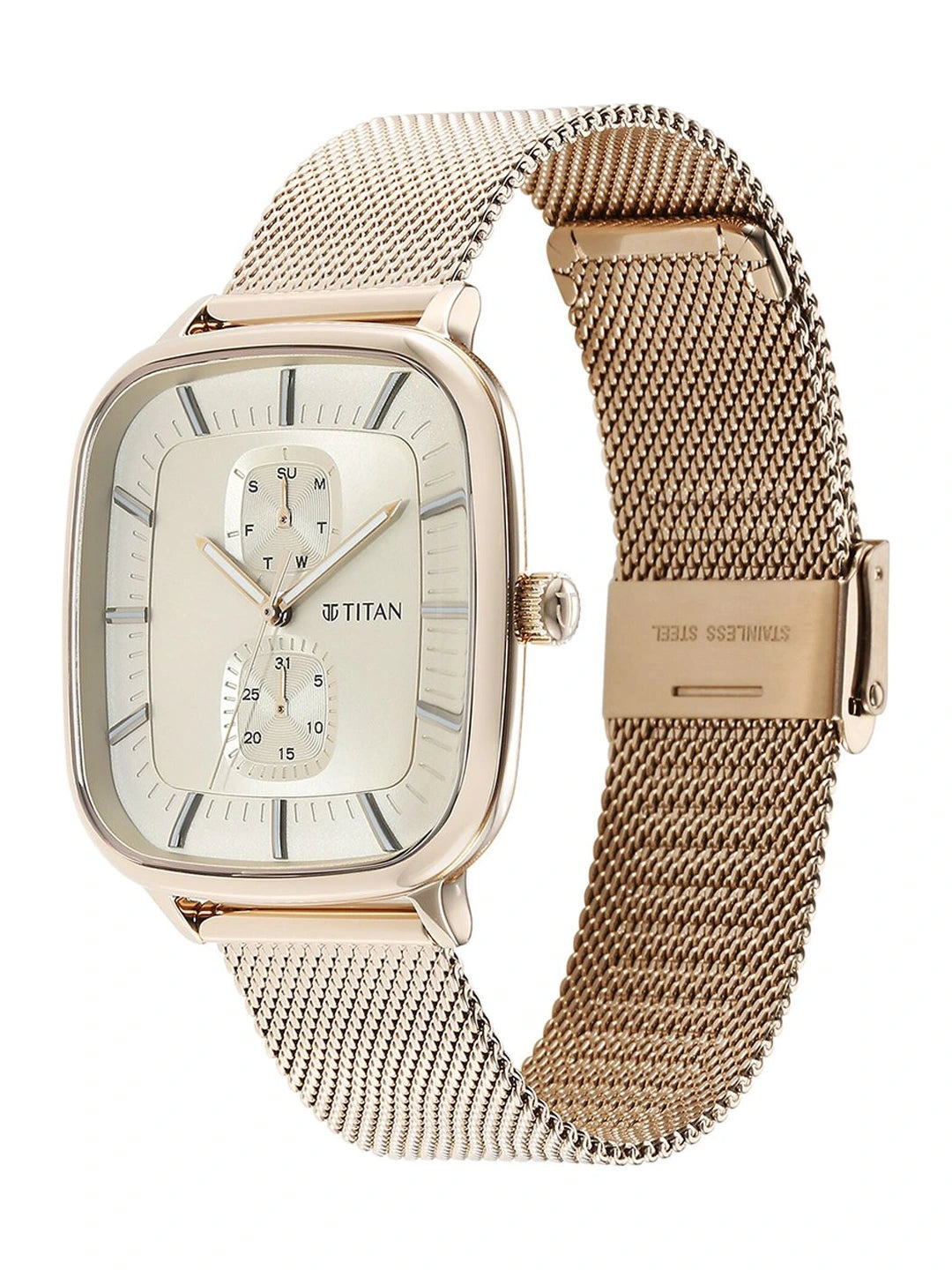 Titan Avant Garde Multifunction Analog With Champagne Dial Watch - NT90178WM01