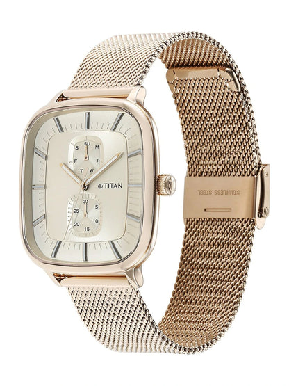 Titan Avant Garde Multifunction Analog With Champagne Dial Watch - NT90178WM01