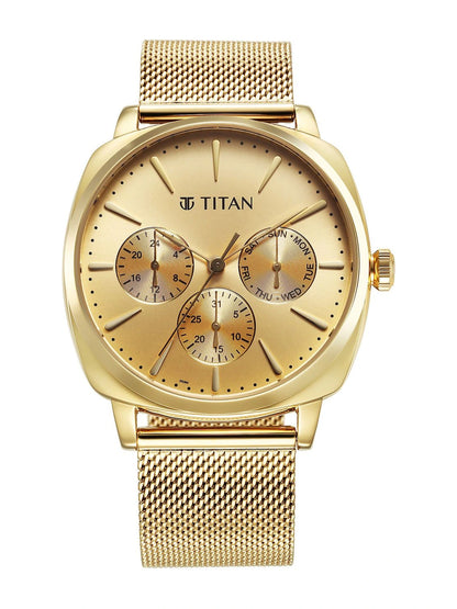Titan Classique Suave Multifunction Analog With Champagne Dial Watch - NT90189YM02