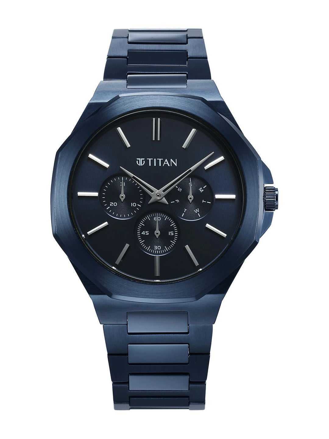 Titan Classic Slim Multifunction Analog With Blue Dial Watch - NT90198QM01