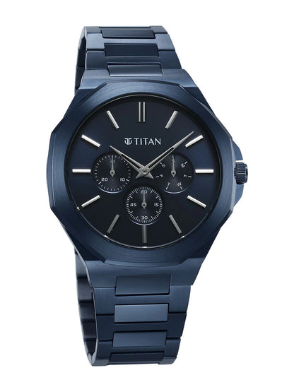Titan Classic Slim Multifunction Analog With Blue Dial Watch - NT90198QM01