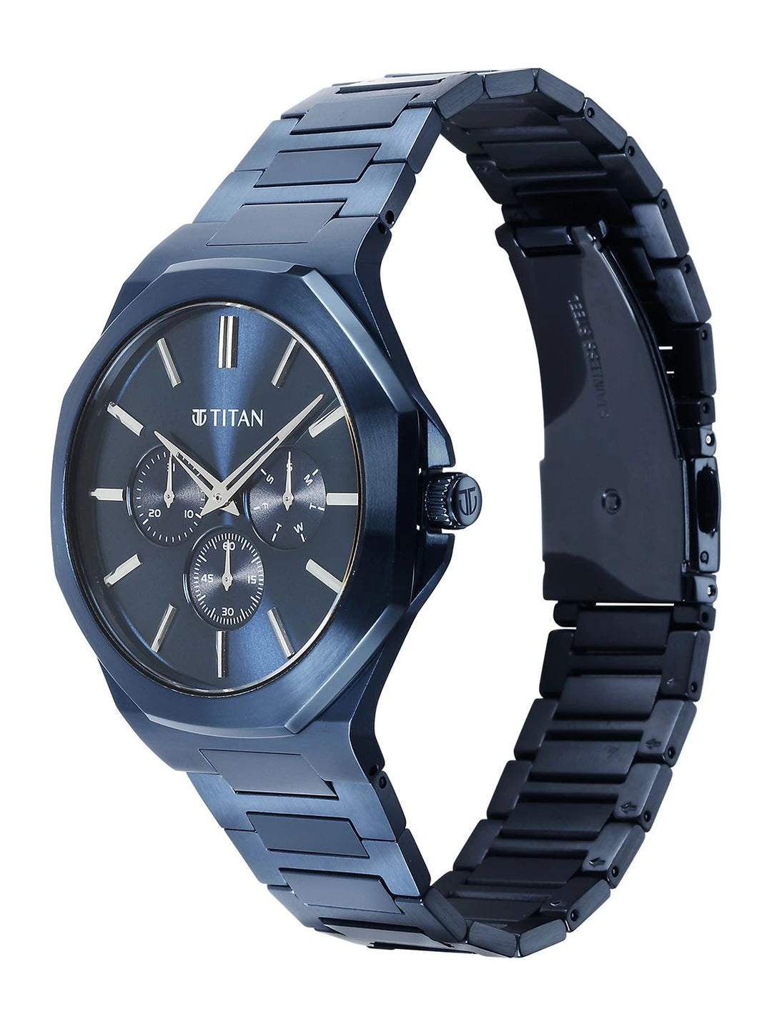 Titan Classic Slim Multifunction Analog With Blue Dial Watch - NT90198QM01