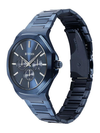 Titan Classic Slim Multifunction Analog With Blue Dial Watch - NT90198QM01