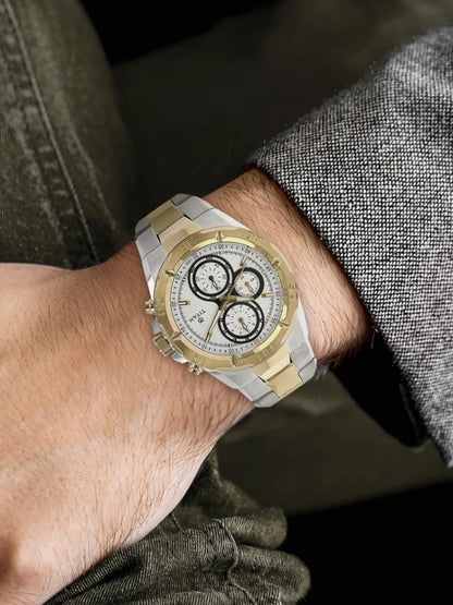 Titan Regalia Chronograph Analog With White Dial Watch - NT9308BM01
