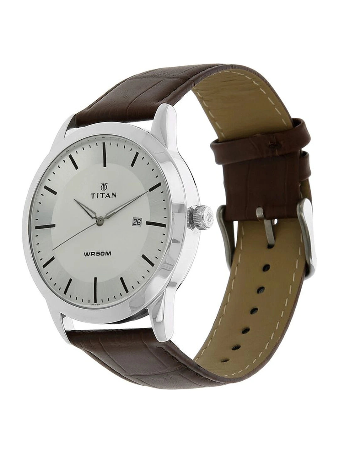 Titan Round Silver Dial Analog Watch - NU1584SL03