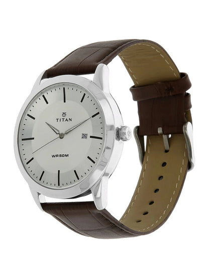 Titan Round Silver Dial Analog Watch - NU1584SL03