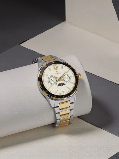 Titan Round White Dial Analog Watch - NU1688KM02
