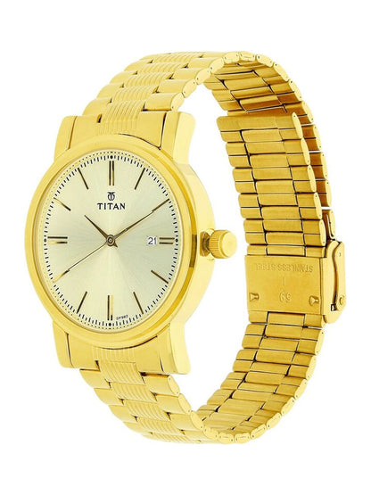 Titan Round Champagne Dial Analog Watch - NU1712YM03