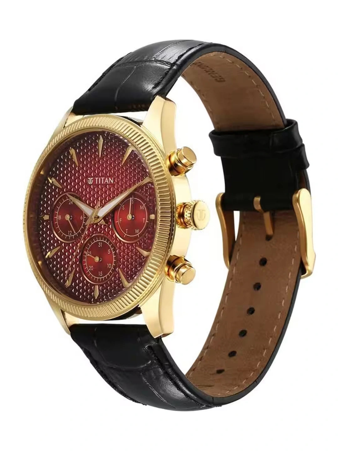 Titan Round Black Dial Analog Watch With Metal Strap - NU1805YL01-MS
