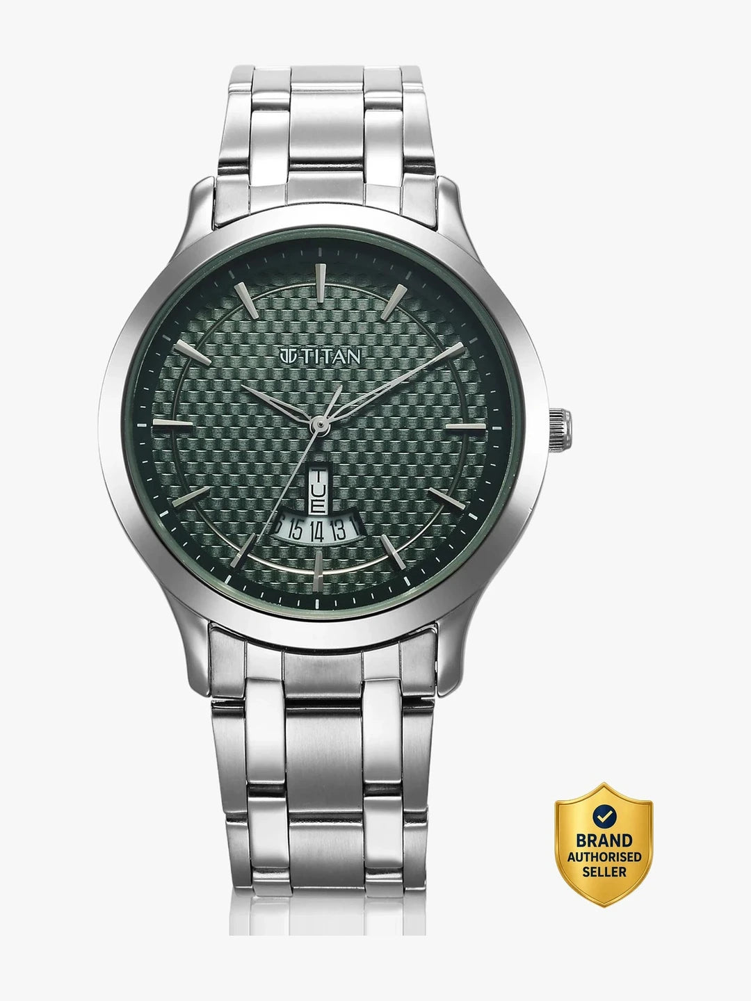 Titan Round Green Dial Analog Watch With Metal Strap  - NU1825SM11